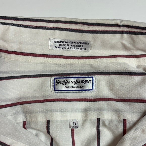 Yves Saint Laurent White Shirt with Red and Black Stripes - Picture 3 of 3